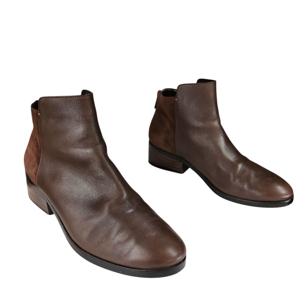 Cole Haan Ankle Boot 8B Women Elion Brown Leather Suede Bootie Rear Zip Grand OS